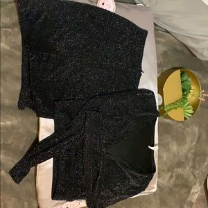 Crop top Mini outfit • black shimmer